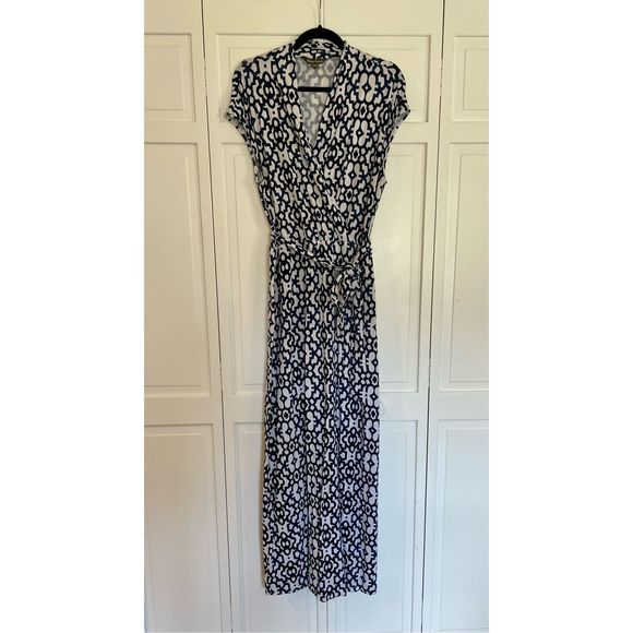 Tommy bahama blue and white geometric printed maxi dress large - Picture 3 of 10